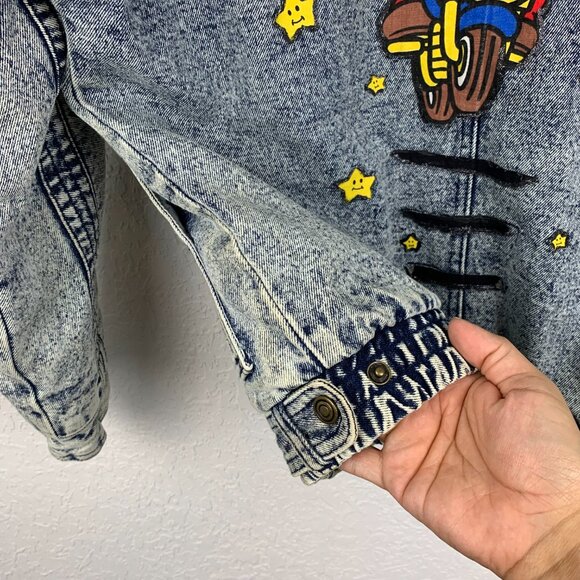 Vintage Horizon Outer Wear Jacket Adult Large Acid Wash Mario Blue Jean Denim - Picture 5 of 16